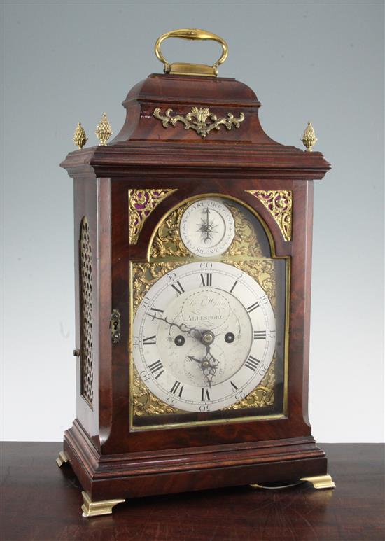 A George III mahogany hour repeating bracket clock, 21in.